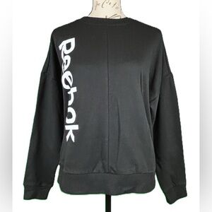 Women's Small Reebok Black White TE Linear Logo Medium Weight Sweatshirt NWT